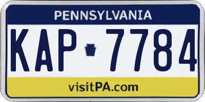 PA license plate KAP7784