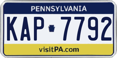 PA license plate KAP7792