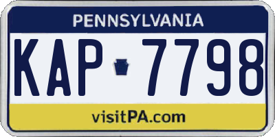 PA license plate KAP7798