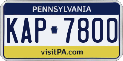 PA license plate KAP7800