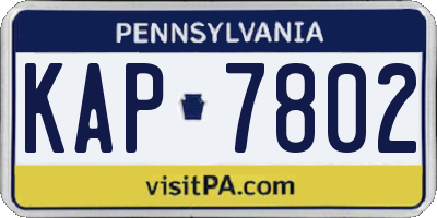 PA license plate KAP7802