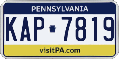 PA license plate KAP7819