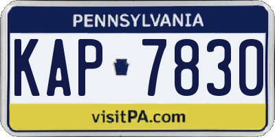 PA license plate KAP7830
