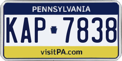PA license plate KAP7838