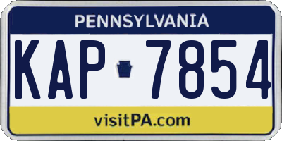 PA license plate KAP7854