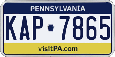PA license plate KAP7865