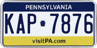 PA license plate KAP7876