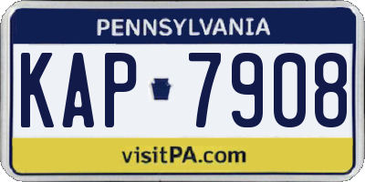 PA license plate KAP7908