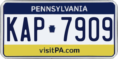 PA license plate KAP7909