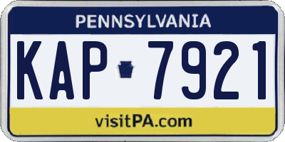 PA license plate KAP7921