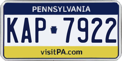 PA license plate KAP7922