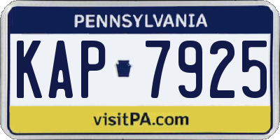 PA license plate KAP7925