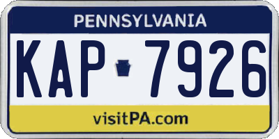 PA license plate KAP7926