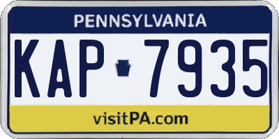 PA license plate KAP7935