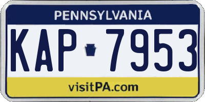 PA license plate KAP7953