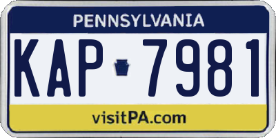 PA license plate KAP7981