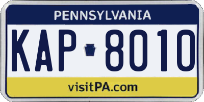PA license plate KAP8010