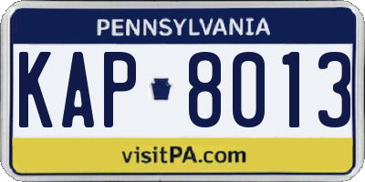 PA license plate KAP8013