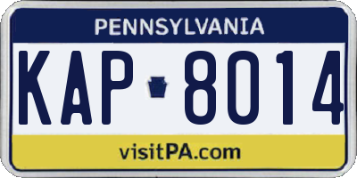 PA license plate KAP8014