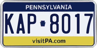 PA license plate KAP8017
