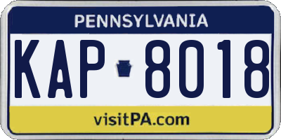 PA license plate KAP8018