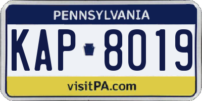 PA license plate KAP8019