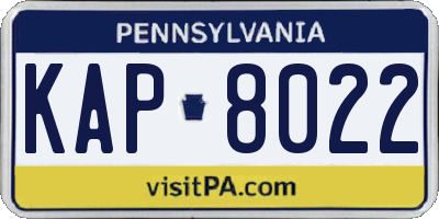 PA license plate KAP8022