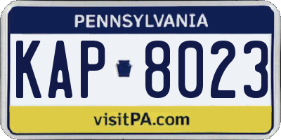 PA license plate KAP8023