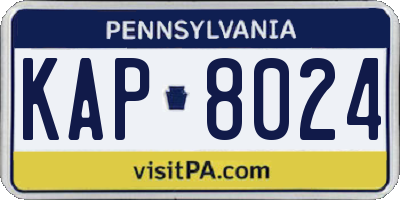 PA license plate KAP8024
