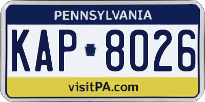 PA license plate KAP8026