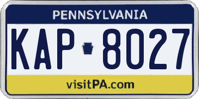 PA license plate KAP8027