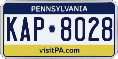 PA license plate KAP8028