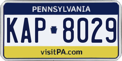 PA license plate KAP8029