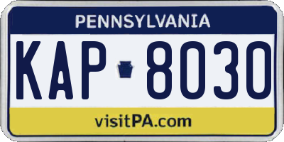 PA license plate KAP8030