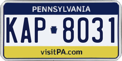 PA license plate KAP8031