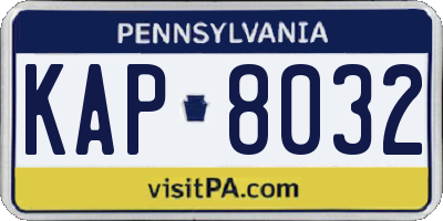 PA license plate KAP8032