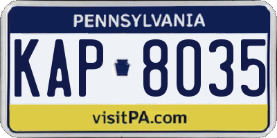 PA license plate KAP8035