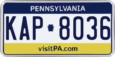 PA license plate KAP8036