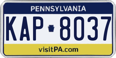 PA license plate KAP8037