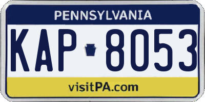 PA license plate KAP8053