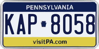 PA license plate KAP8058
