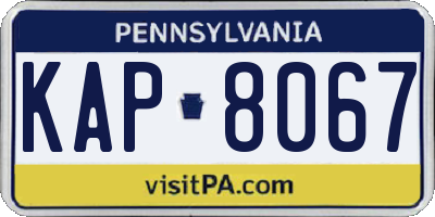 PA license plate KAP8067