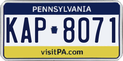 PA license plate KAP8071