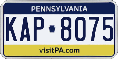 PA license plate KAP8075