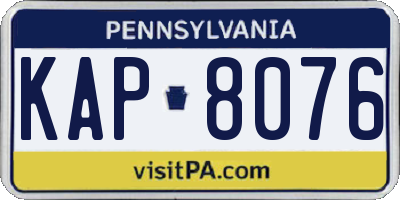 PA license plate KAP8076