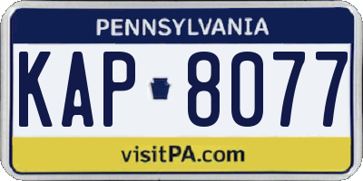 PA license plate KAP8077