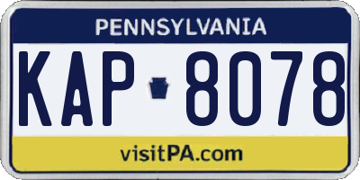 PA license plate KAP8078