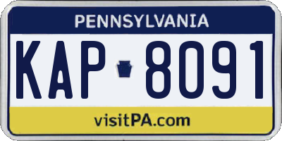 PA license plate KAP8091