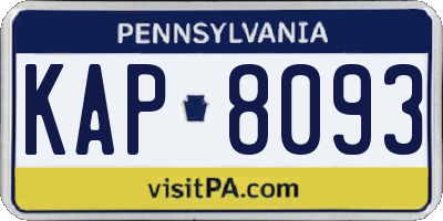 PA license plate KAP8093