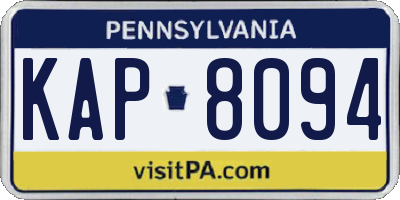 PA license plate KAP8094